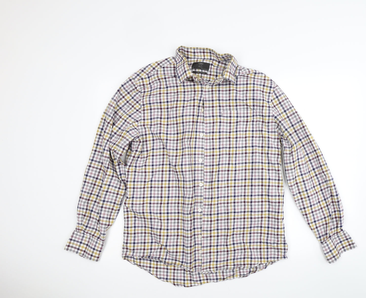 Marks and Spencer Mens Multicoloured Check   Button-Up Size 16  - 16 inch neck