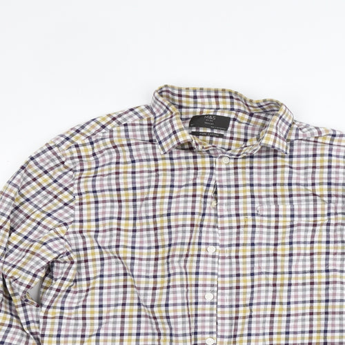 Marks and Spencer Mens Multicoloured Check   Button-Up Size 16  - 16 inch neck
