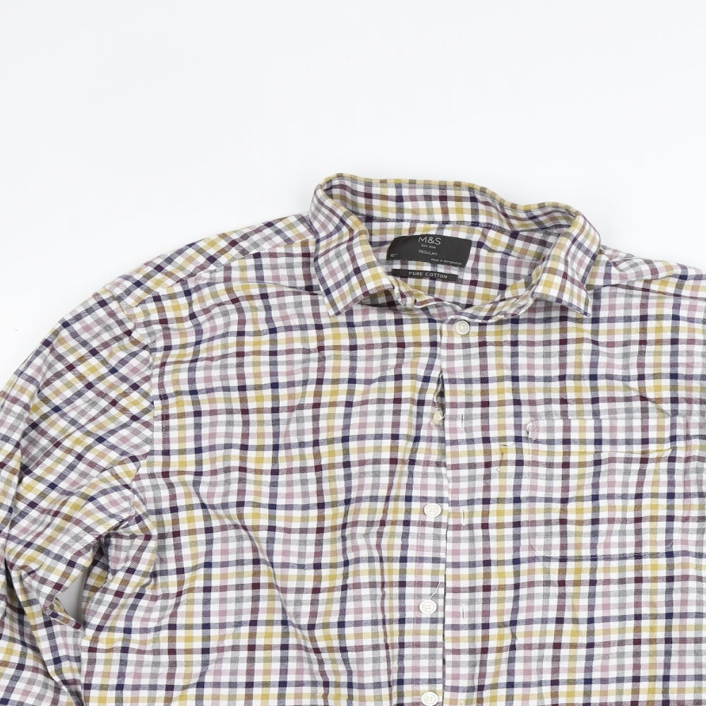 Marks and Spencer Mens Multicoloured Check   Button-Up Size 16  - 16 inch neck