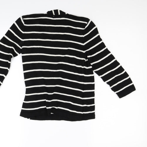 Minuet Petite Womens Black Striped  Pullover Jumper Size S