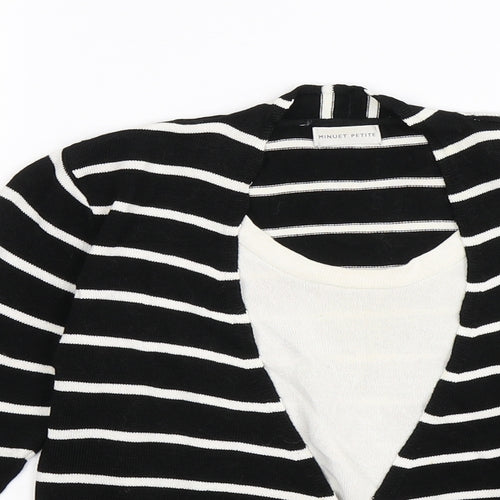 Minuet Petite Womens Black Striped  Pullover Jumper Size S