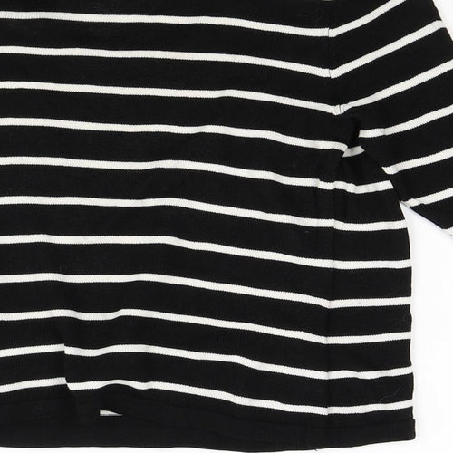 Minuet Petite Womens Black Striped  Pullover Jumper Size S