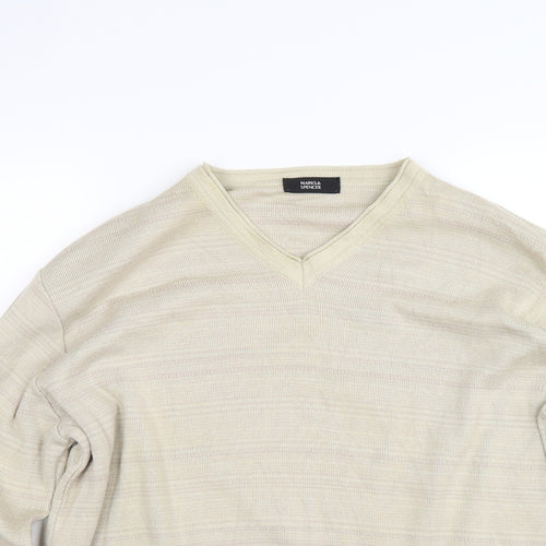 Marks and Spencer Mens Beige  Knit Pullover Jumper Size L