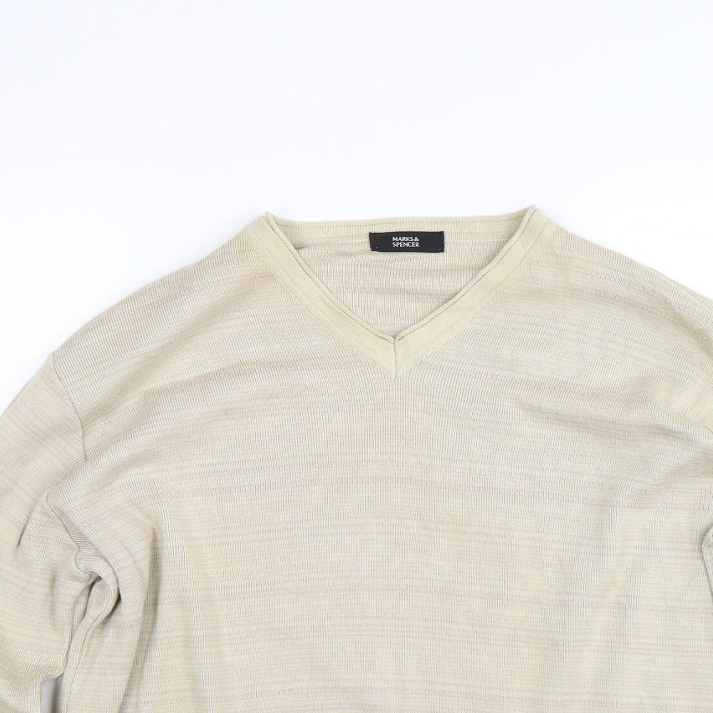 Marks and Spencer Mens Beige  Knit Pullover Jumper Size L
