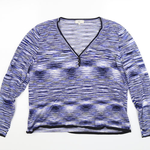 Country Casuals Womens Blue Striped Knit Pullover Jumper Size XL