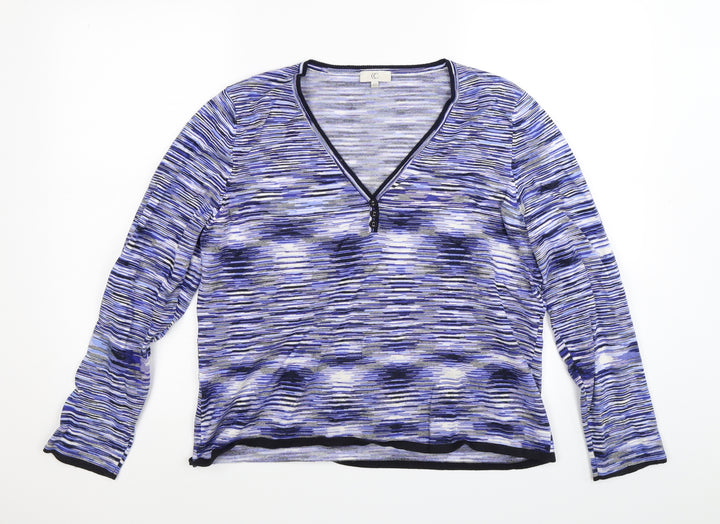 Country Casuals Womens Blue Striped Knit Pullover Jumper Size XL