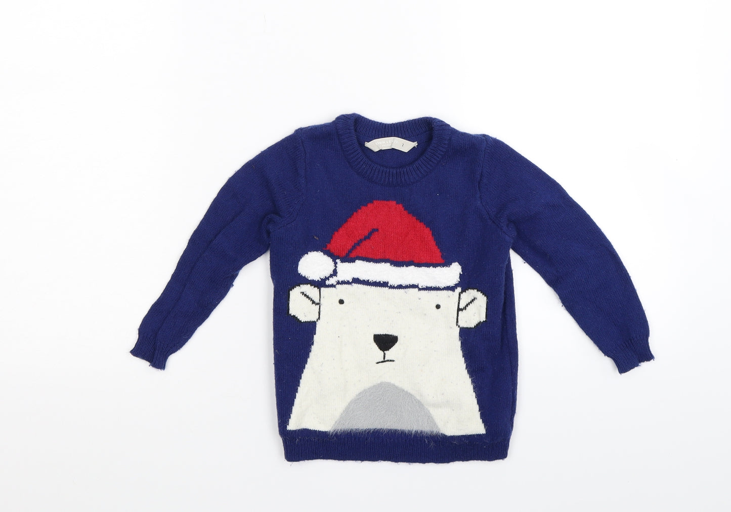 John Lewis Boys Blue  Knit Pullover Jumper Size 2 Years  - Christmas Jumper