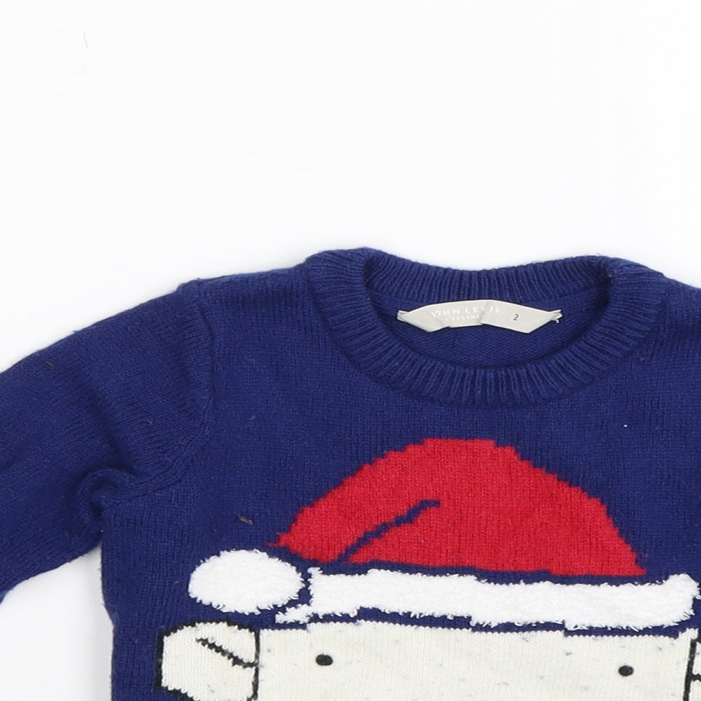 John Lewis Boys Blue  Knit Pullover Jumper Size 2 Years  - Christmas Jumper