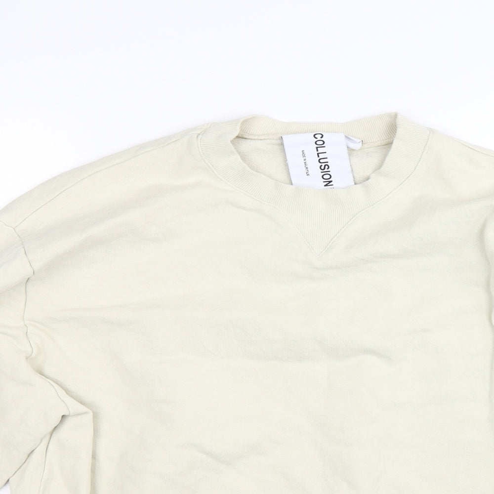 COLLUSION Mens Beige   Pullover Sweatshirt Size M