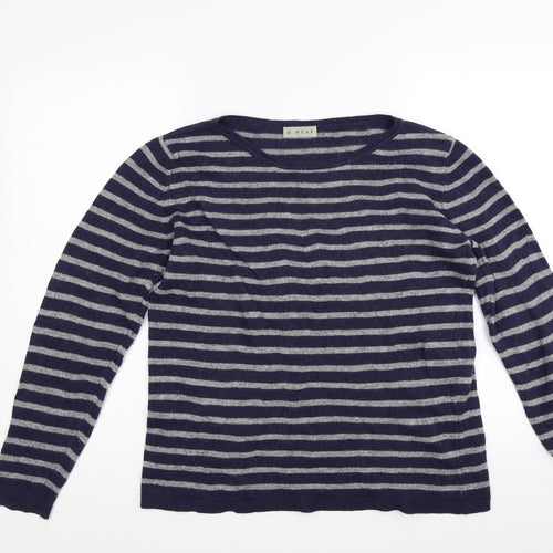 W wear Womens Blue Striped Knit Pullover Jumper Size L