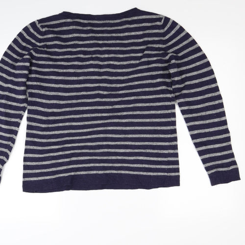 W wear Womens Blue Striped Knit Pullover Jumper Size L