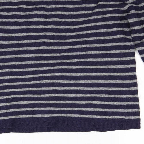 W wear Womens Blue Striped Knit Pullover Jumper Size L