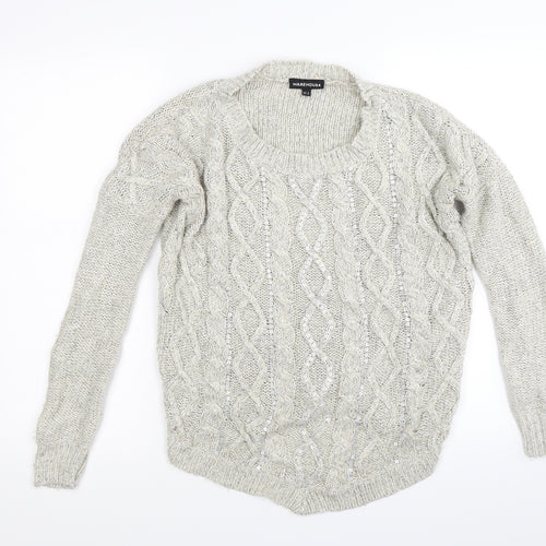 Warehouse Womens Beige  Knit Pullover Jumper Size 8