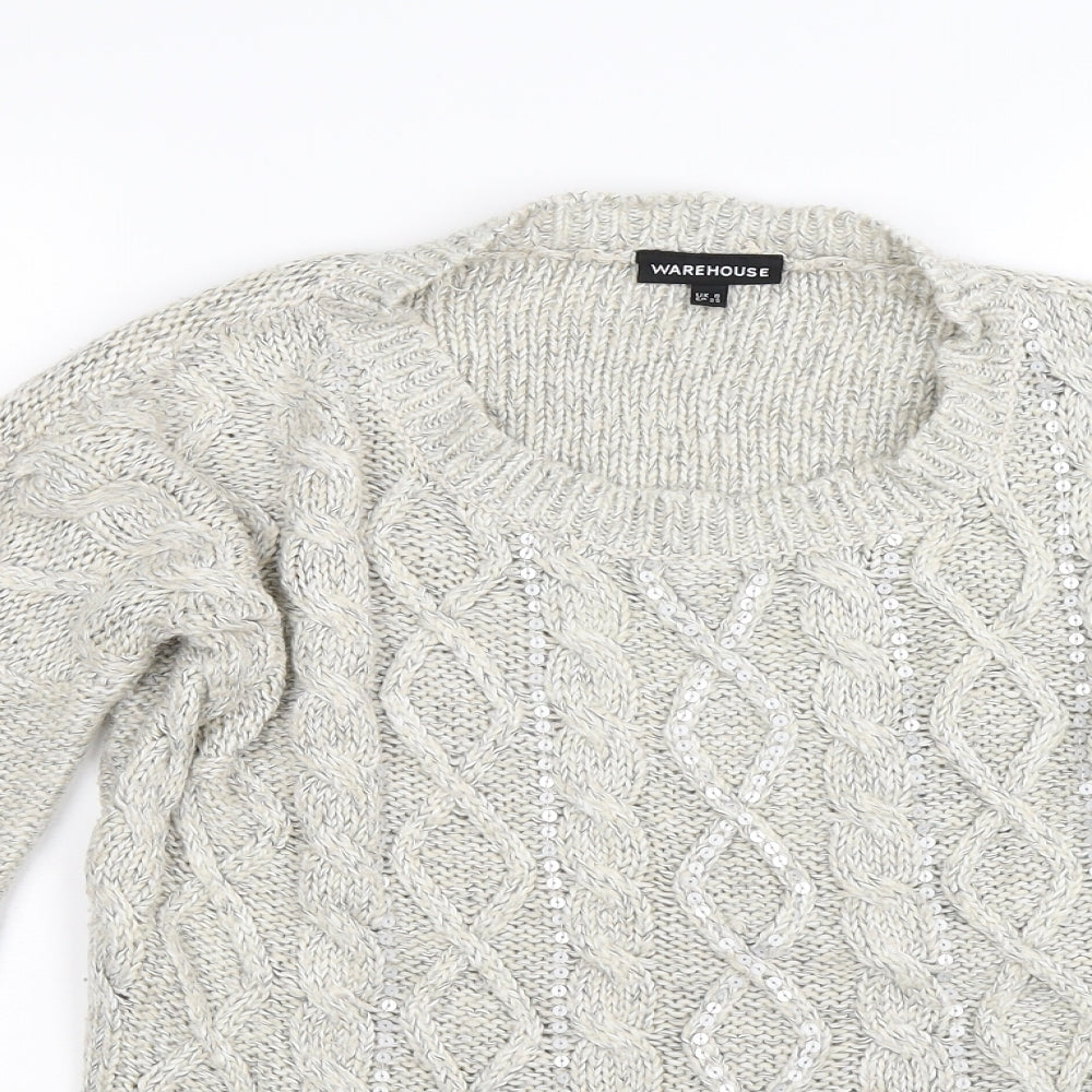 Warehouse Womens Beige  Knit Pullover Jumper Size 8