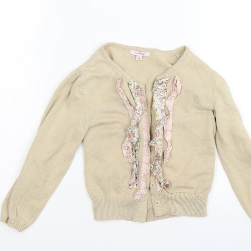 Little lillys Girls Beige  Knit Cardigan Jumper Size 5 Years