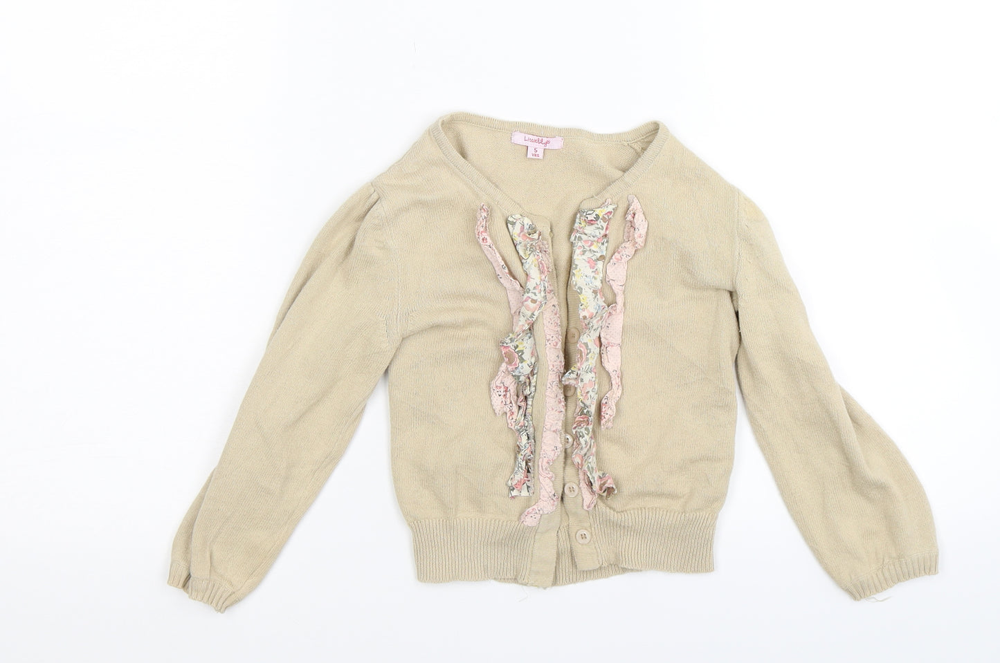Little lillys Girls Beige  Knit Cardigan Jumper Size 5 Years