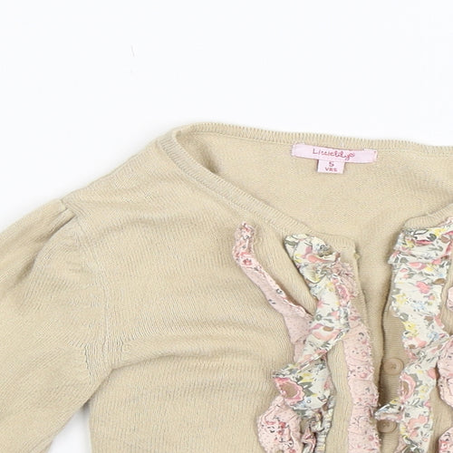 Little lillys Girls Beige  Knit Cardigan Jumper Size 5 Years