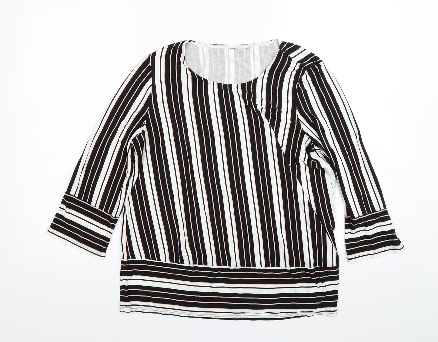 Preworn Womens White Striped  Tunic T-Shirt Size 14