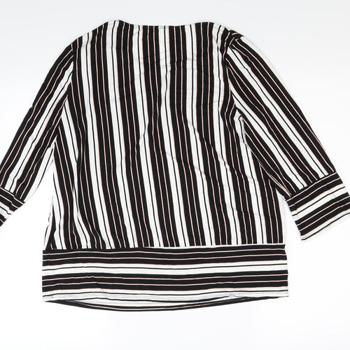 Preworn Womens White Striped  Tunic T-Shirt Size 14