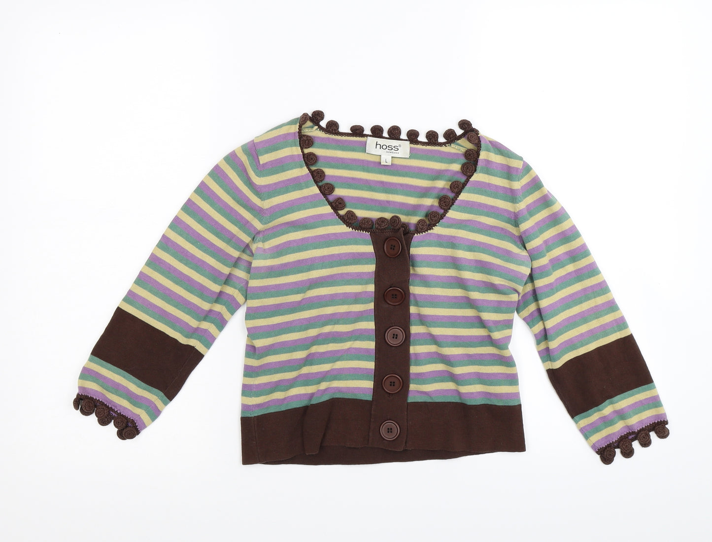 Hoss Womens Multicoloured Striped Knit Cardigan Jumper Size L