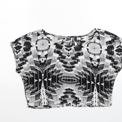 Divided Womens Black   Cropped Blouse Size 8