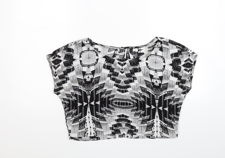 Divided Womens Black   Cropped Blouse Size 8