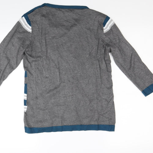 Paramour Womens Grey Striped Knit Pullover Jumper Size M