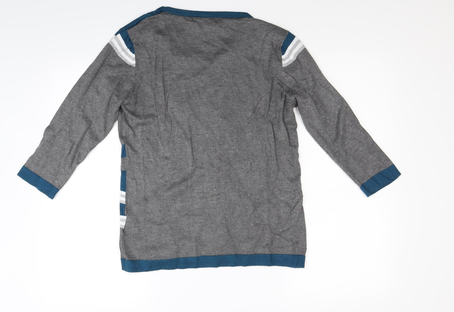 Paramour Womens Grey Striped Knit Pullover Jumper Size M