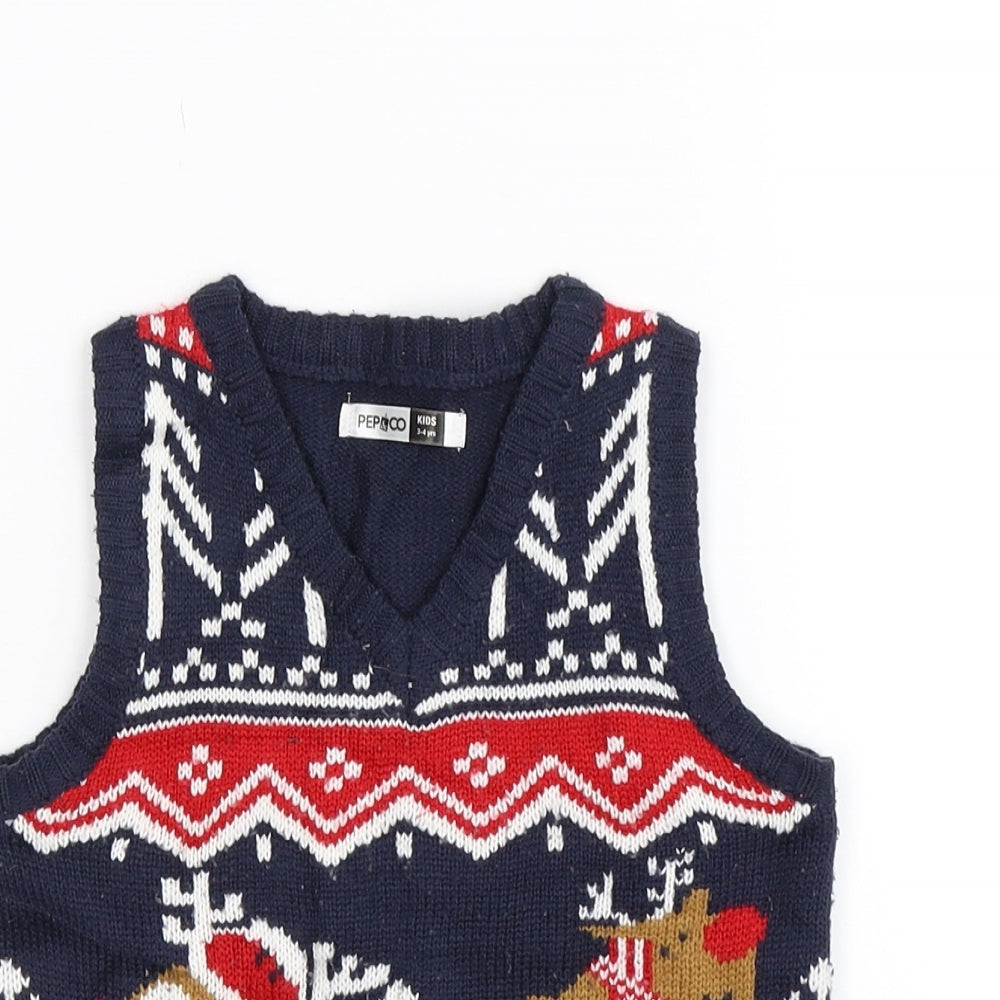 Pep & Co Boys Blue   Pullover Jumper Size 3-4 Years  - Christmas Jumper