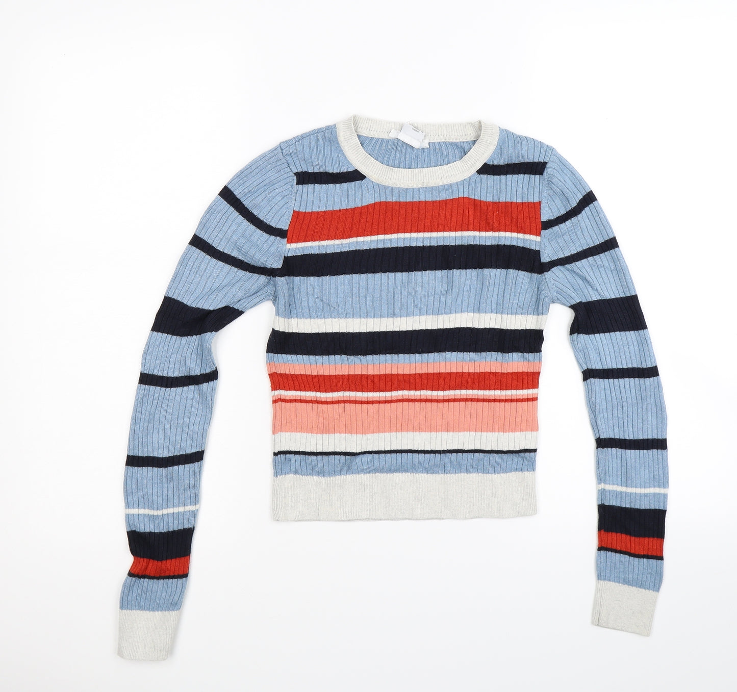 Cooperative Womens Blue Striped Knit Pullover Jumper Size S