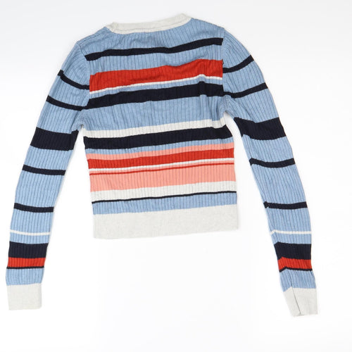 Cooperative Womens Blue Striped Knit Pullover Jumper Size S