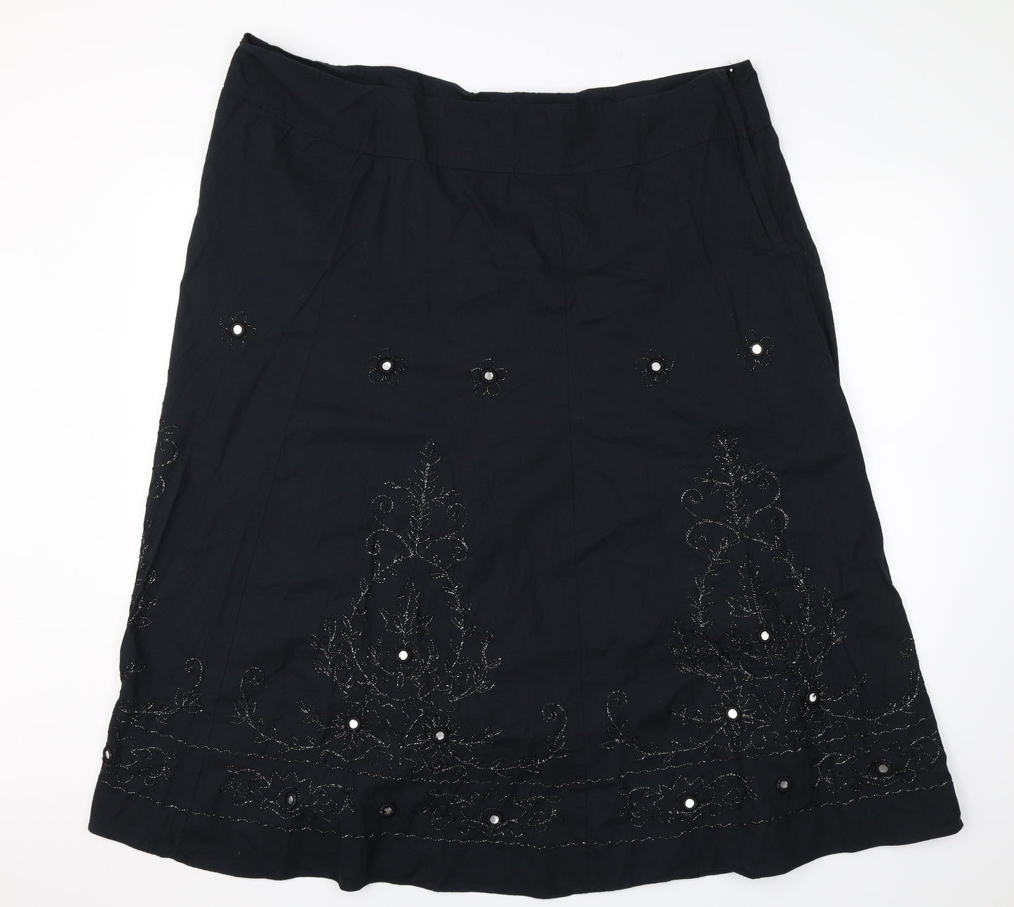 BM Womens Black Floral  Swing Skirt Size 24