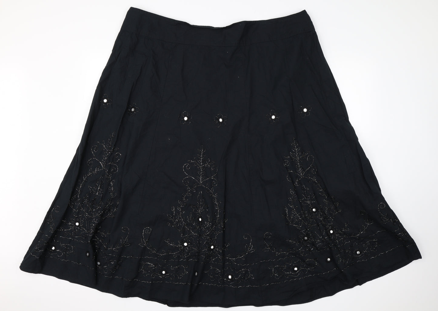 BM Womens Black Floral  Swing Skirt Size 24