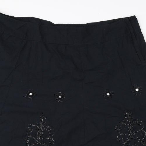 BM Womens Black Floral  Swing Skirt Size 24