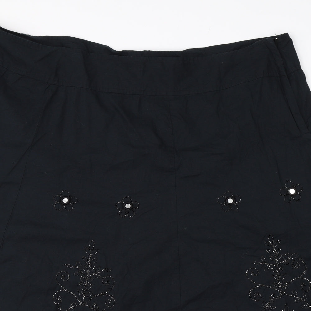 BM Womens Black Floral  Swing Skirt Size 24