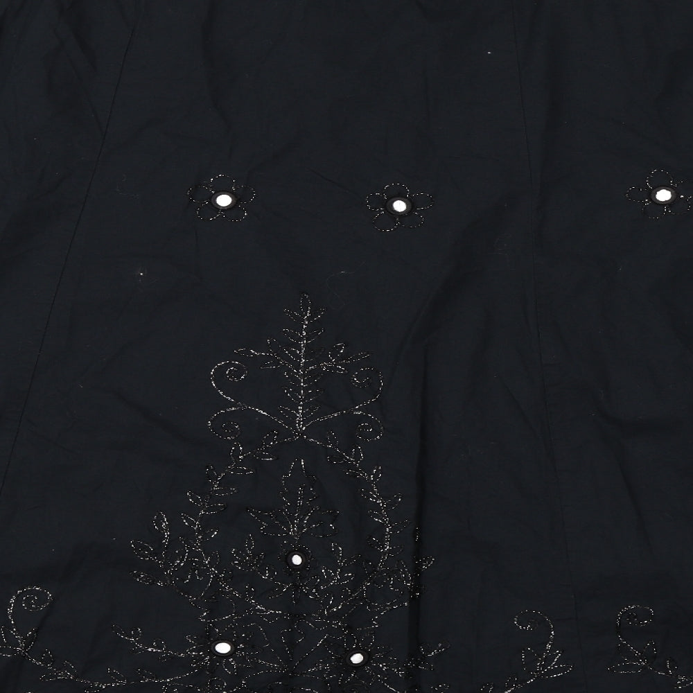 BM Womens Black Floral  Swing Skirt Size 24