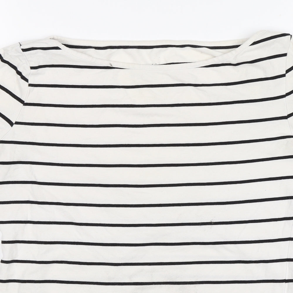 Atmosphere Womens White Striped  Jersey T-Shirt Size 10