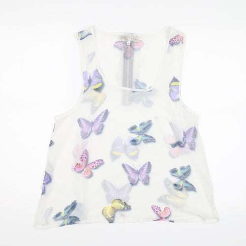 Cameo Rose Womens White   Basic Tank Size 8  - Butterflies