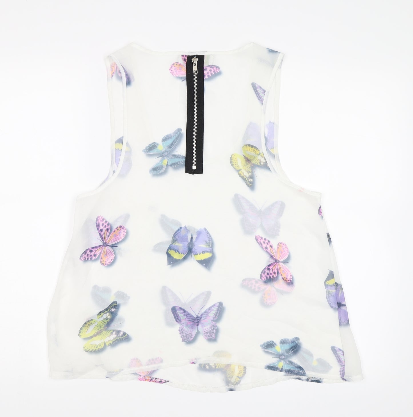 Cameo Rose Womens White   Basic Tank Size 8  - Butterflies