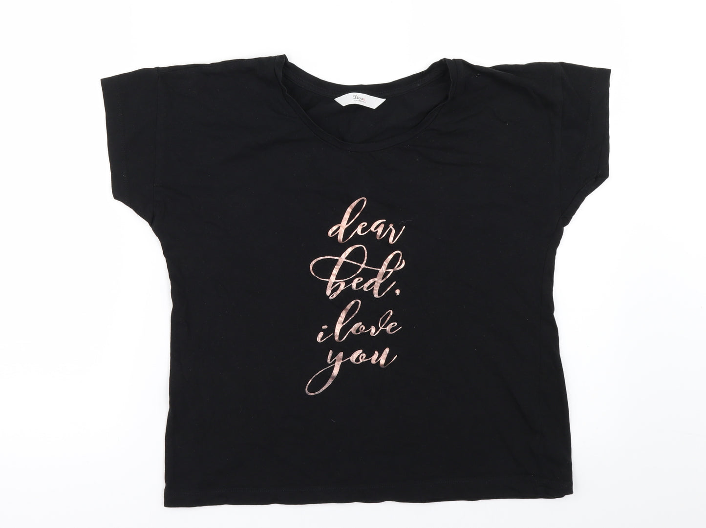 Boux Womens Black   Basic T-Shirt Size XS  - Dear bed I love you