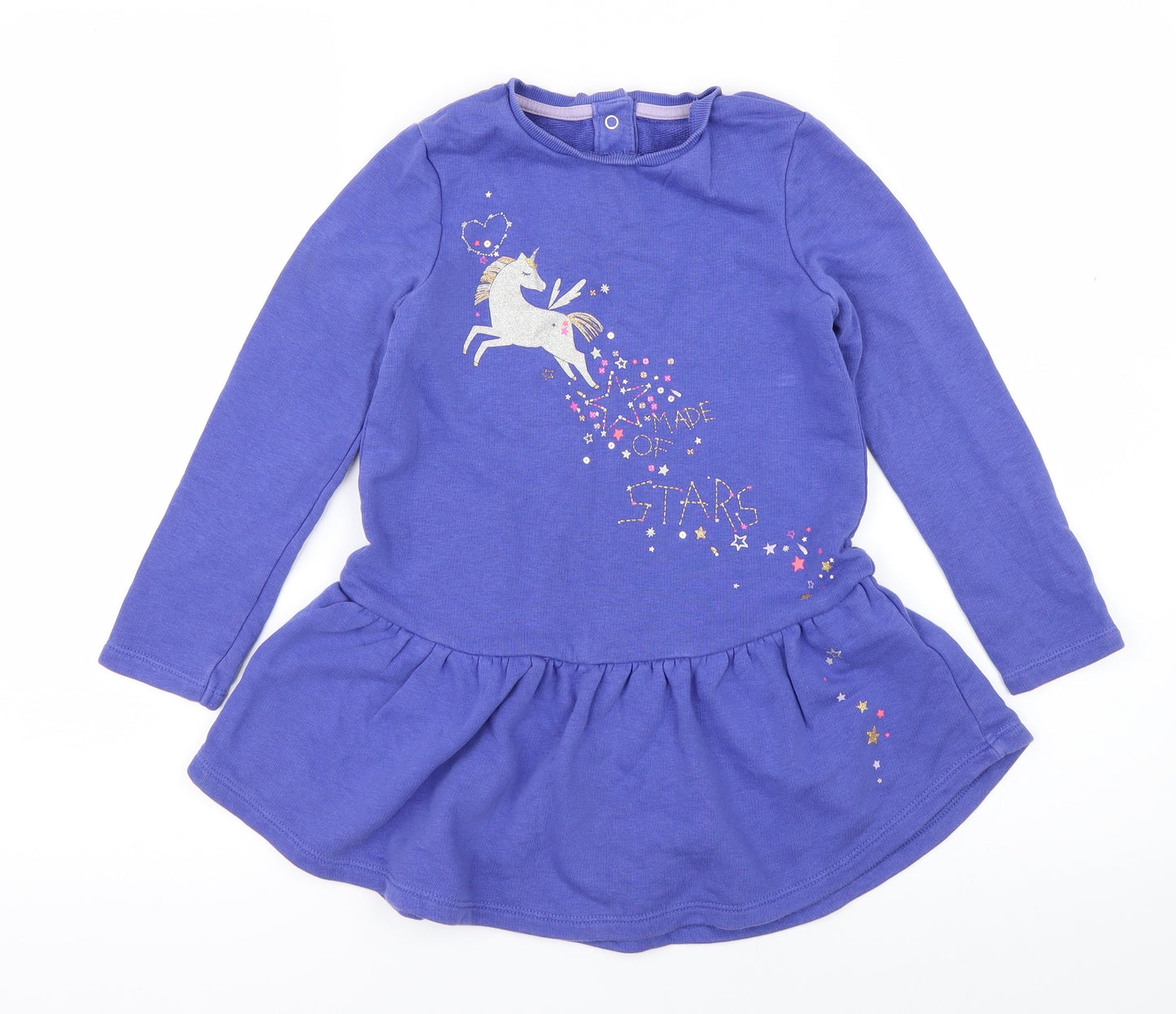 M&S Girls Blue   Jumper Dress  Size 5-6 Years  - Made of Stars