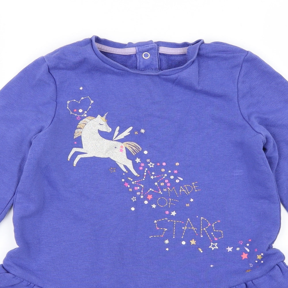 M&S Girls Blue   Jumper Dress  Size 5-6 Years  - Made of Stars