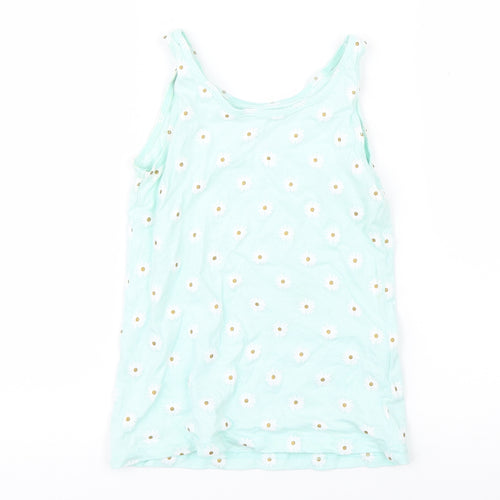 Primark Girls Green   Basic Tank Size 7-8 Years  - Daisies