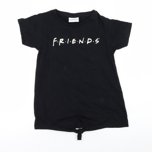 Pep&Co Girls Black   Basic T-Shirt Size 6-7 Years  - Friends