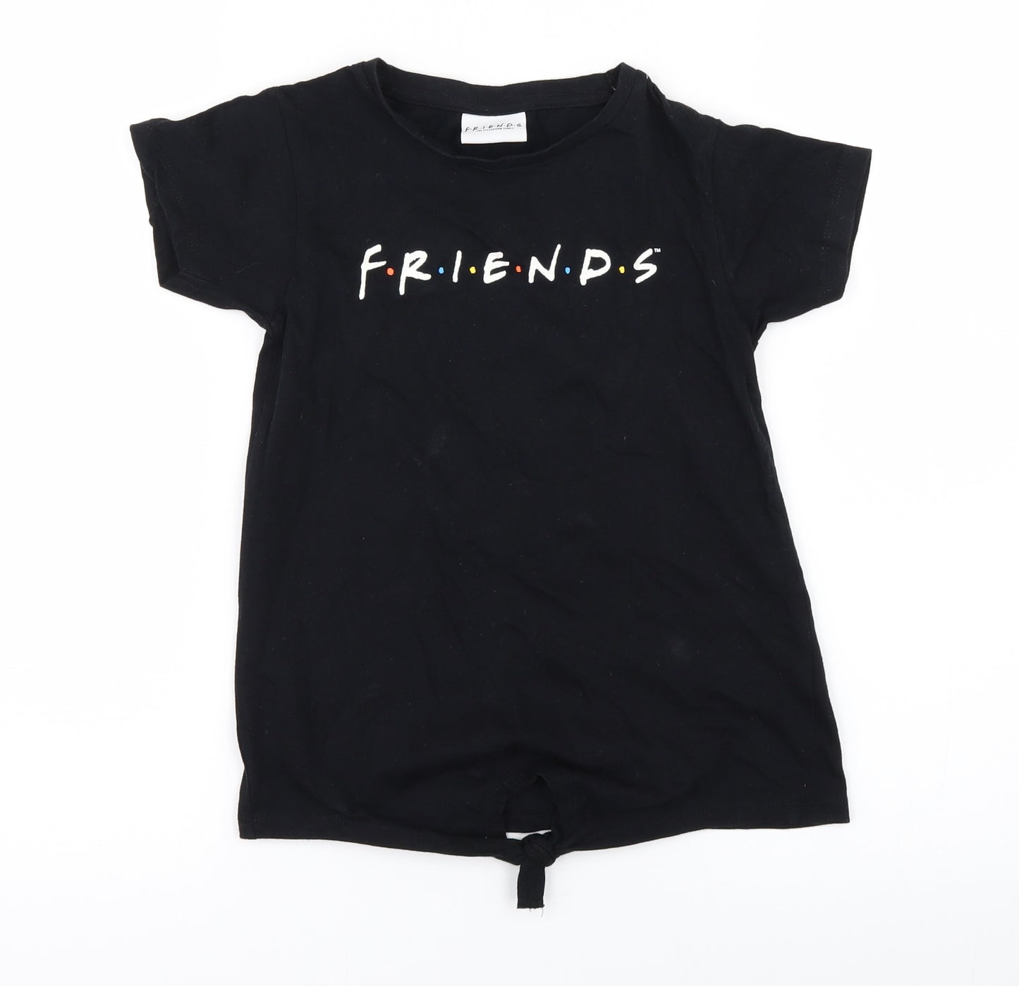 Pep&Co Girls Black   Basic T-Shirt Size 6-7 Years  - Friends