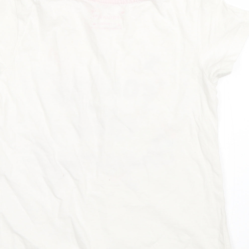 Primark Girls White   Basic T-Shirt Size 6-7 Years  - Follow your Dreams