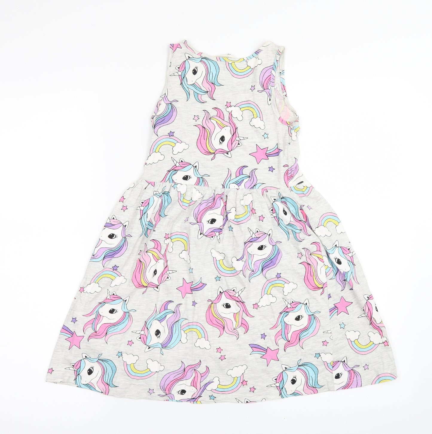 H&M Girls Grey   Shift  Size 7-8 Years  - Unicorns