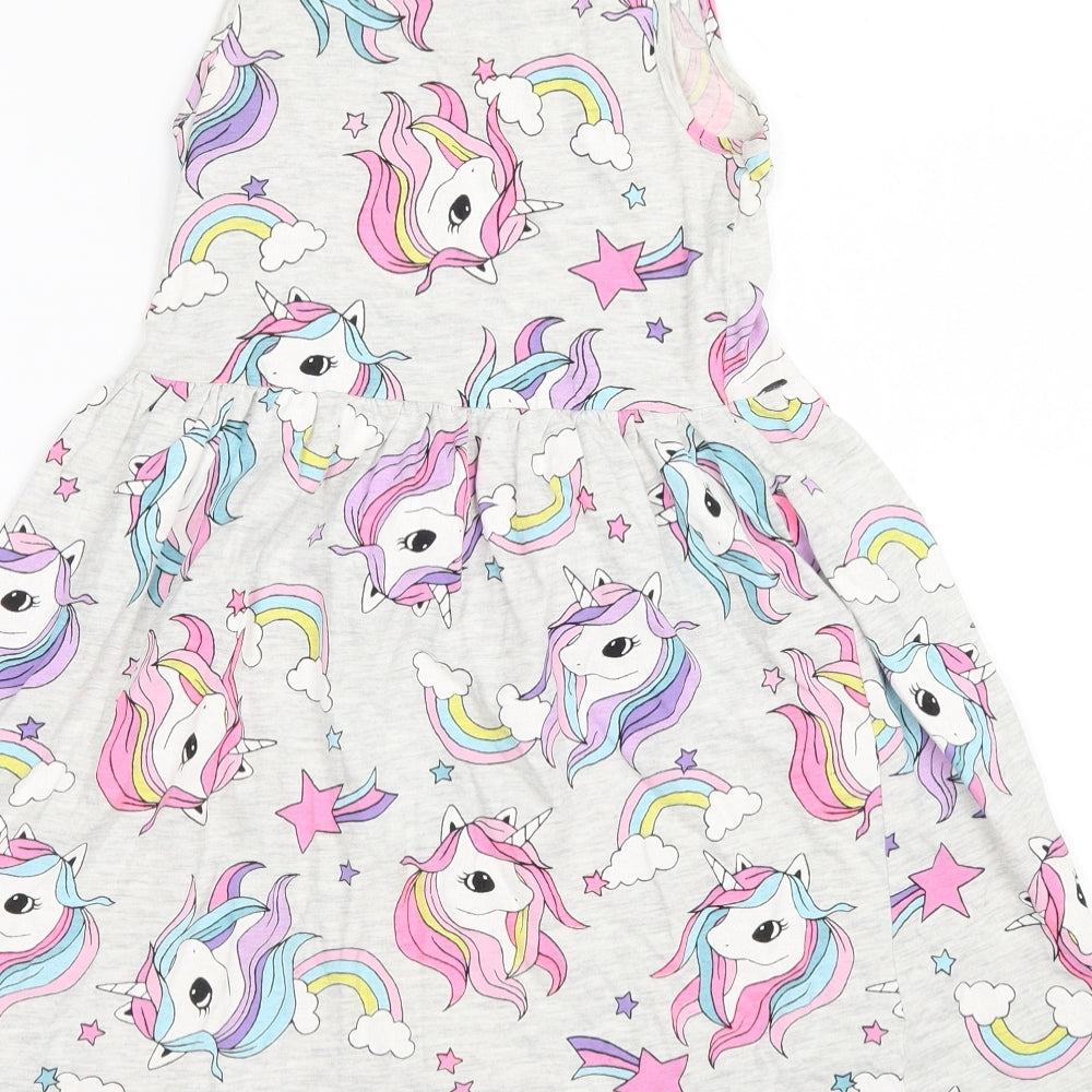 H&M Girls Grey   Shift  Size 7-8 Years  - Unicorns