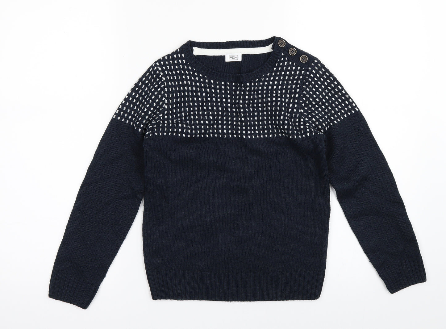 F&F Boys Blue   Pullover Jumper Size 6-7 Years