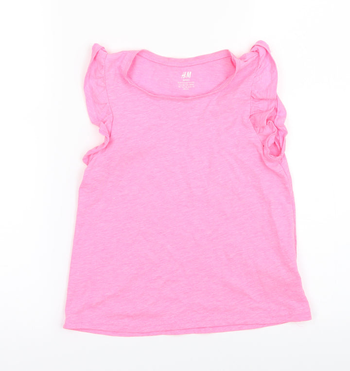 H&M Girls Pink Basic T-Shirt Size 7-8 Years